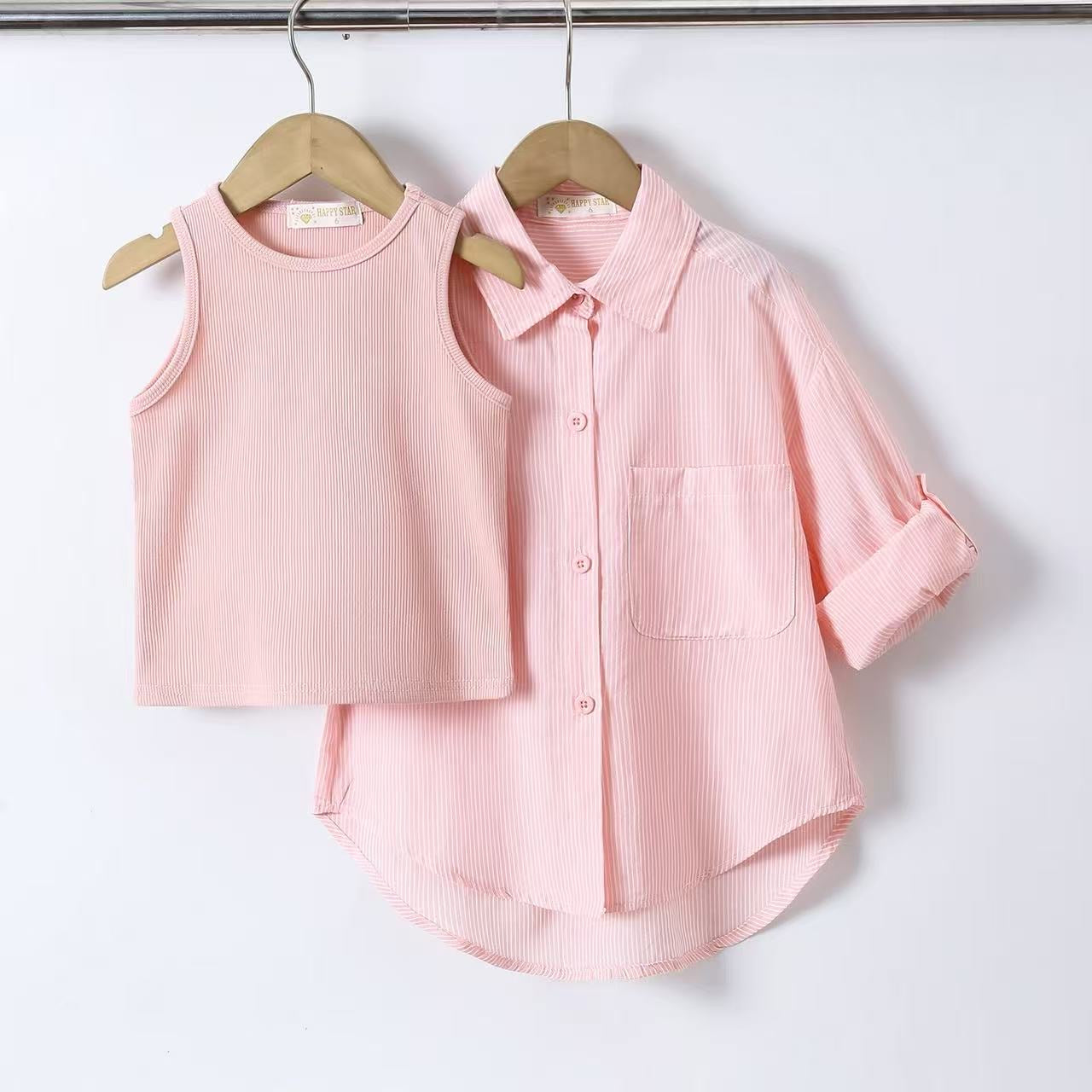 CHEMISE RAYE ET DEBARDEUR 0651 rose