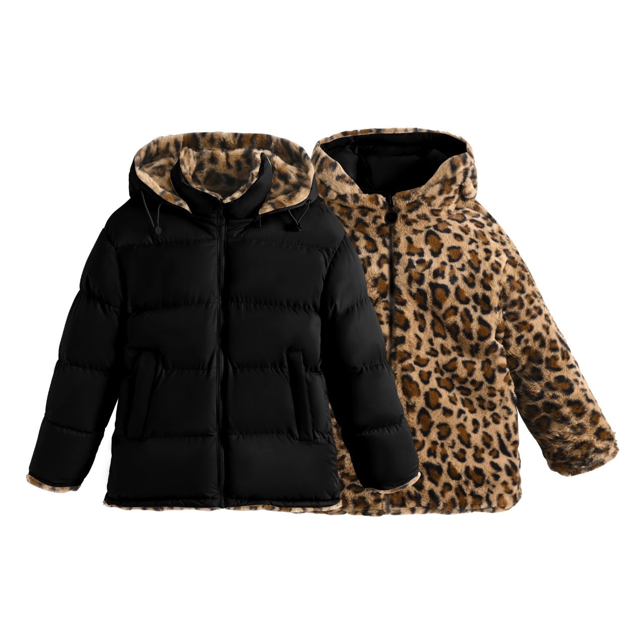 DOUDOUNE REVERSIBLE 308 noir/léopard