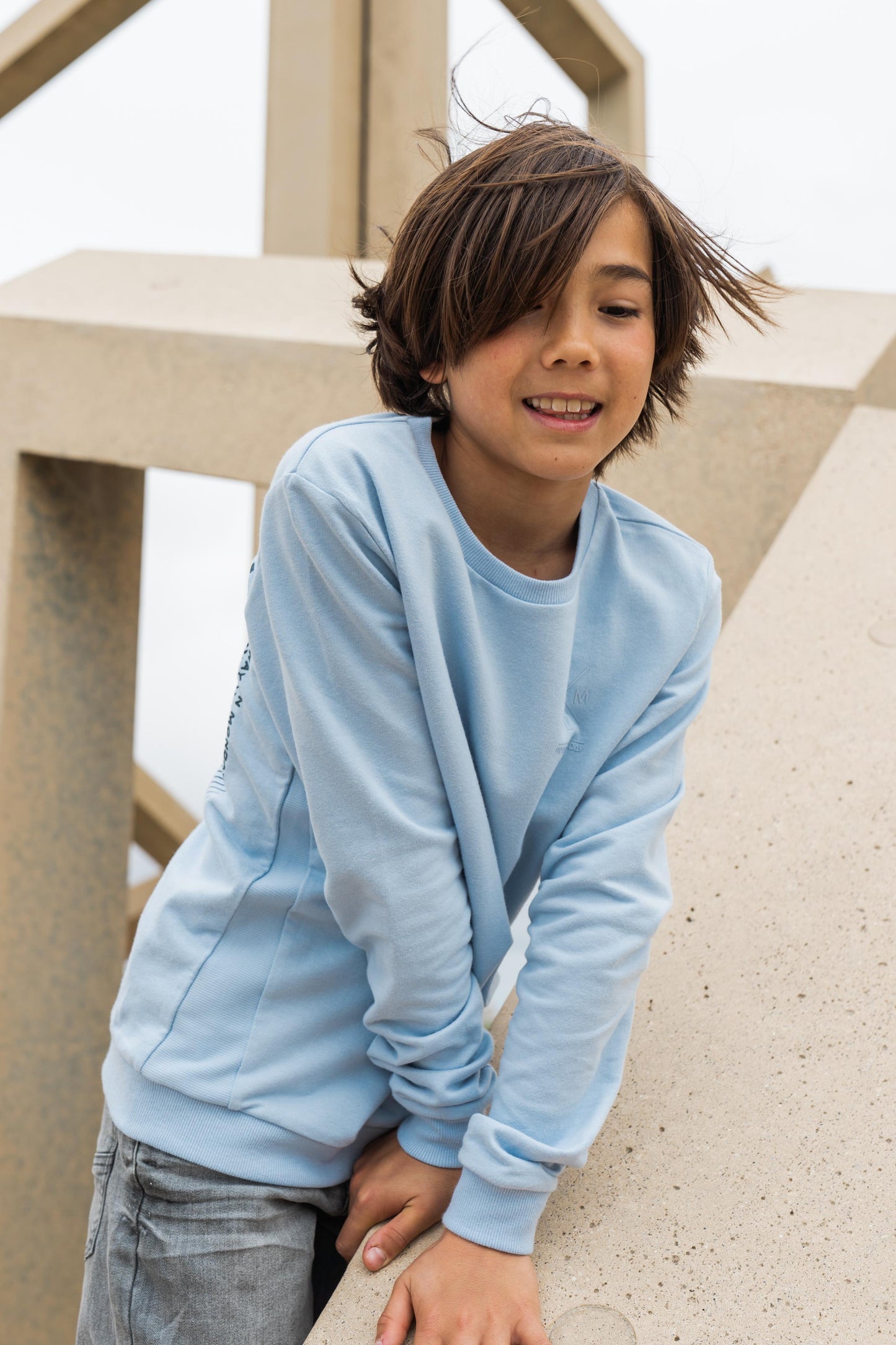 SWEAT MANCHE LONGUE BLUE WHITE bleu