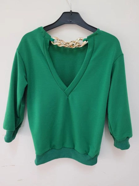 PULL LONG CHAINE vert