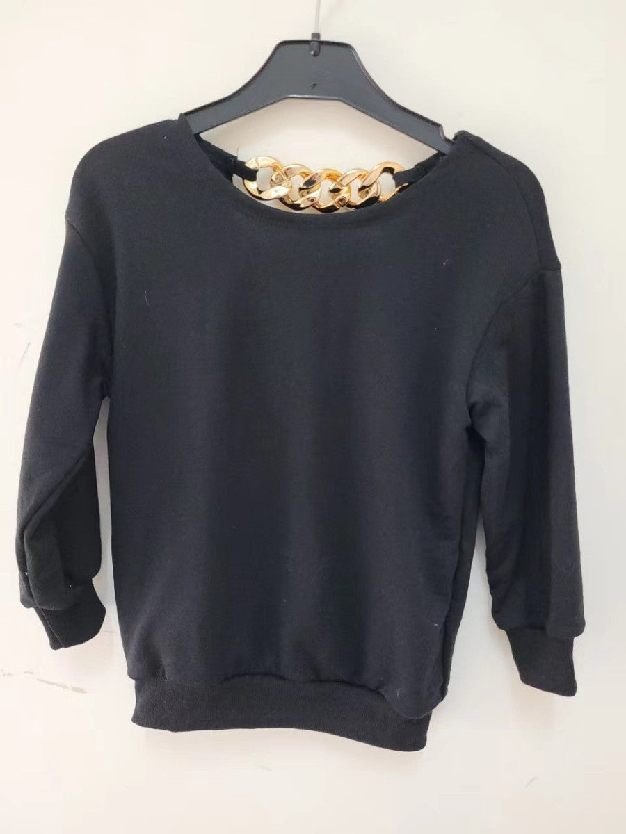 PULL LONG CHAINE noir