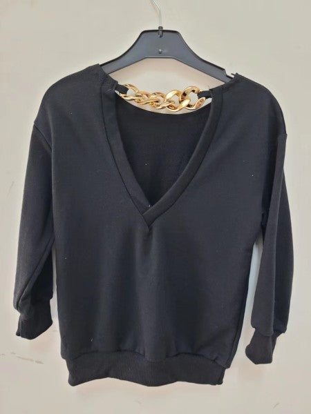 PULL LONG CHAINE noir