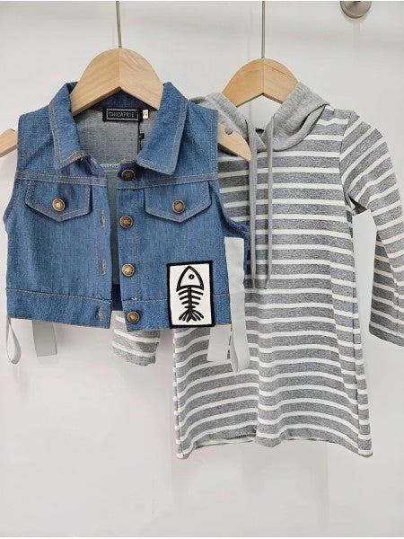 ROBE+ VESTE JEANS SANS MANCHE