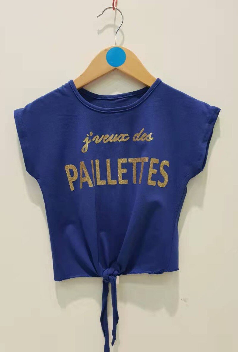 TEE-SHIRT JE VEUX DES PAILLETTES bleu