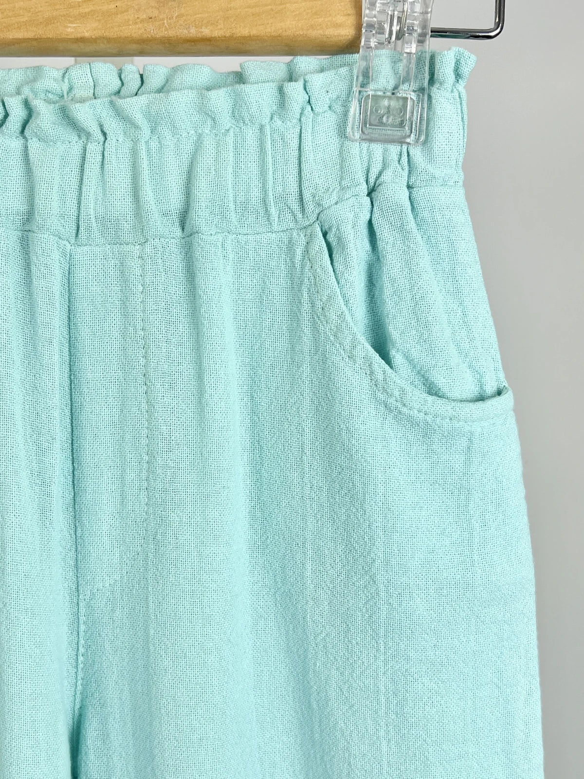 PANTALON LIN enfant cyan