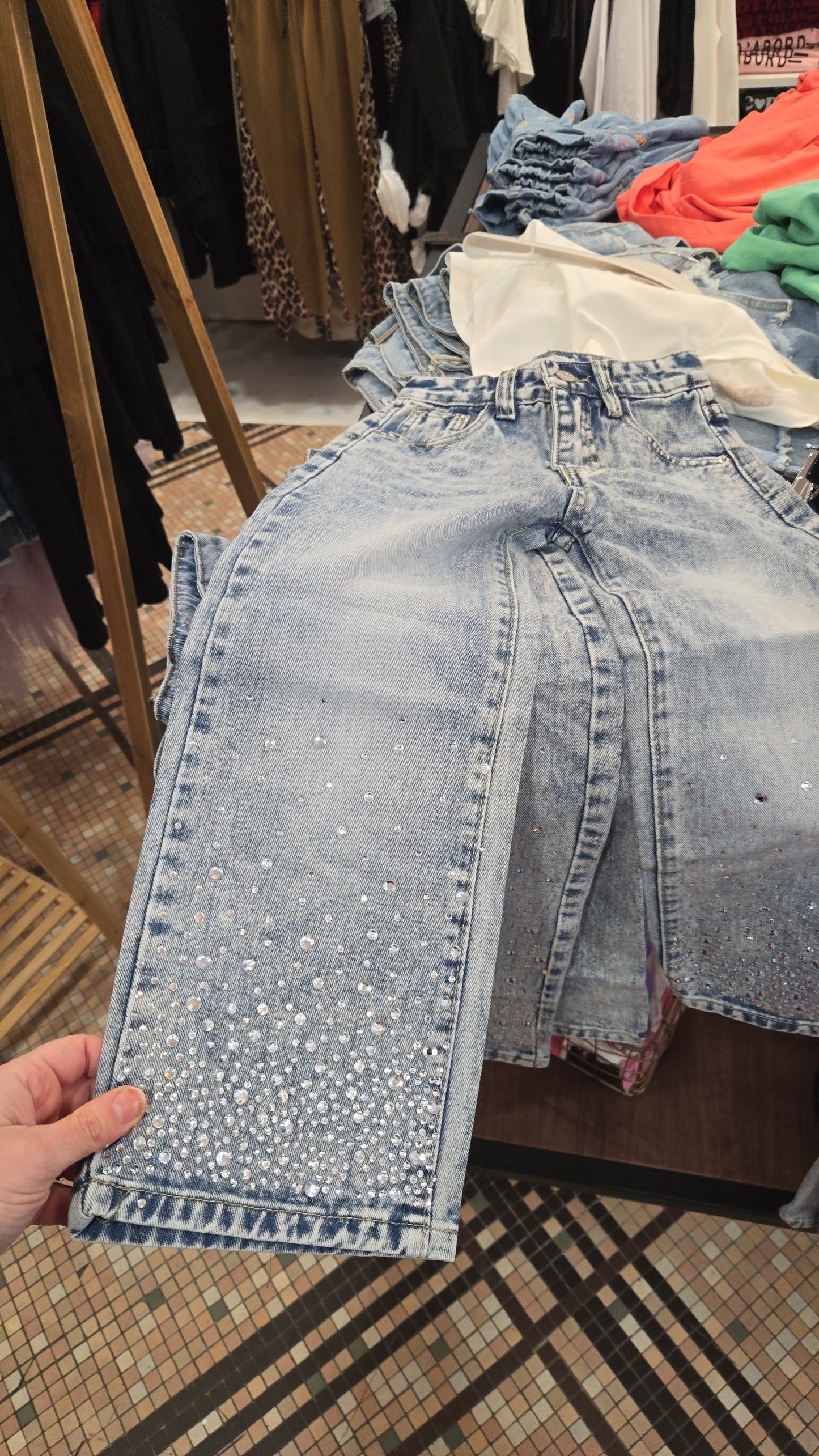 JEANS STRASS enfant bleu
