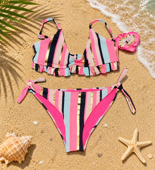 MAILLOT 2 PIECES noir et rose