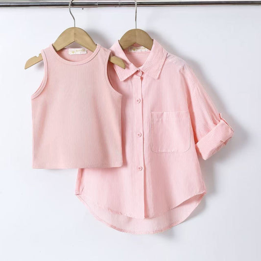 CHEMISE RAYE ET DEBARDEUR 0651 rose
