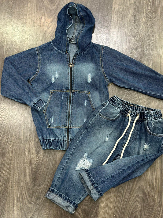 JEANS + VESTE J401 bleu