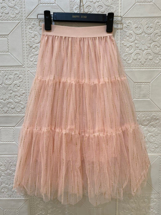 JUPE LONGUE TULLE rose