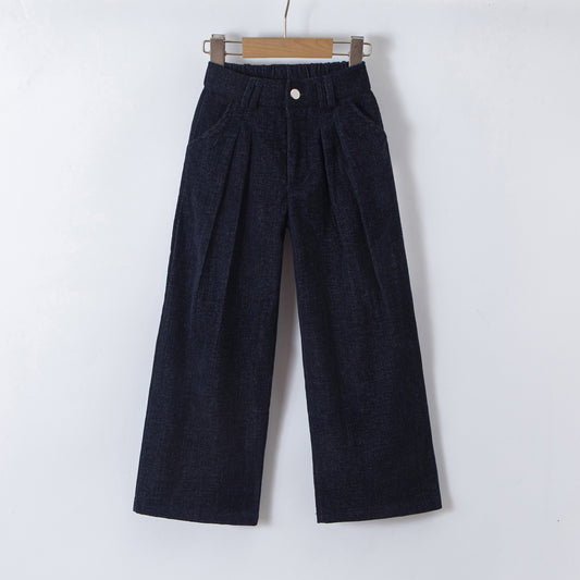 PANTALON VELOURS bleu foncé