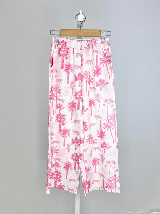 PANTALON FLUIDE 227 rose et blanc
