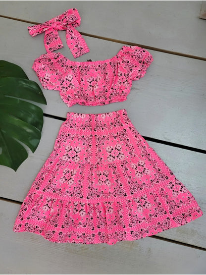 ENSEMBLE BANDANA rose ou jaune