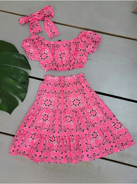 ENSEMBLE BANDANA rose ou jaune