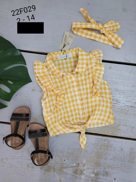 CHEMISE VICHY 22F029 jaune enfant