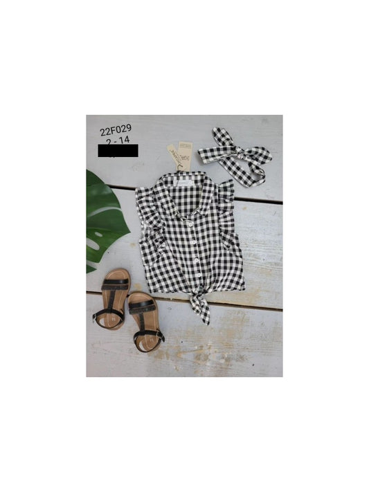 CHEMISE VICHY 22F029 noir enfant