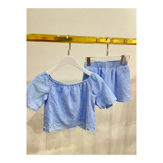ENSEMBLE BRODERIE bleu
