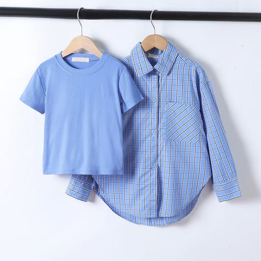 CHEMISE 8284 + TEE-SHIRT  bleu